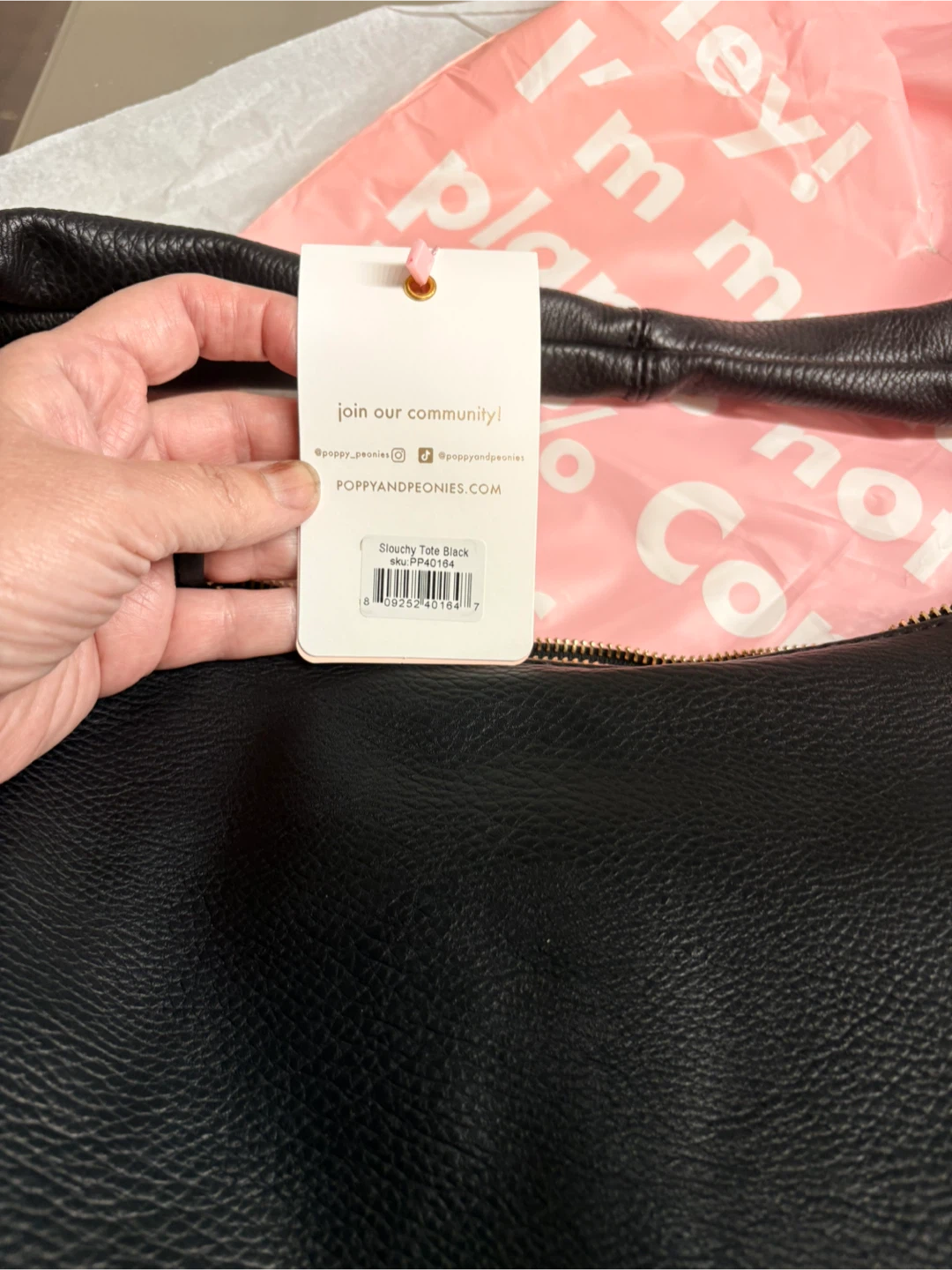 Poppy & Peonies Slouchy Tote Bag - Black - photo 3