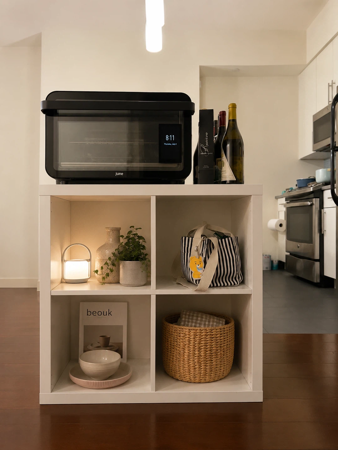 white 4-cube storage shelf