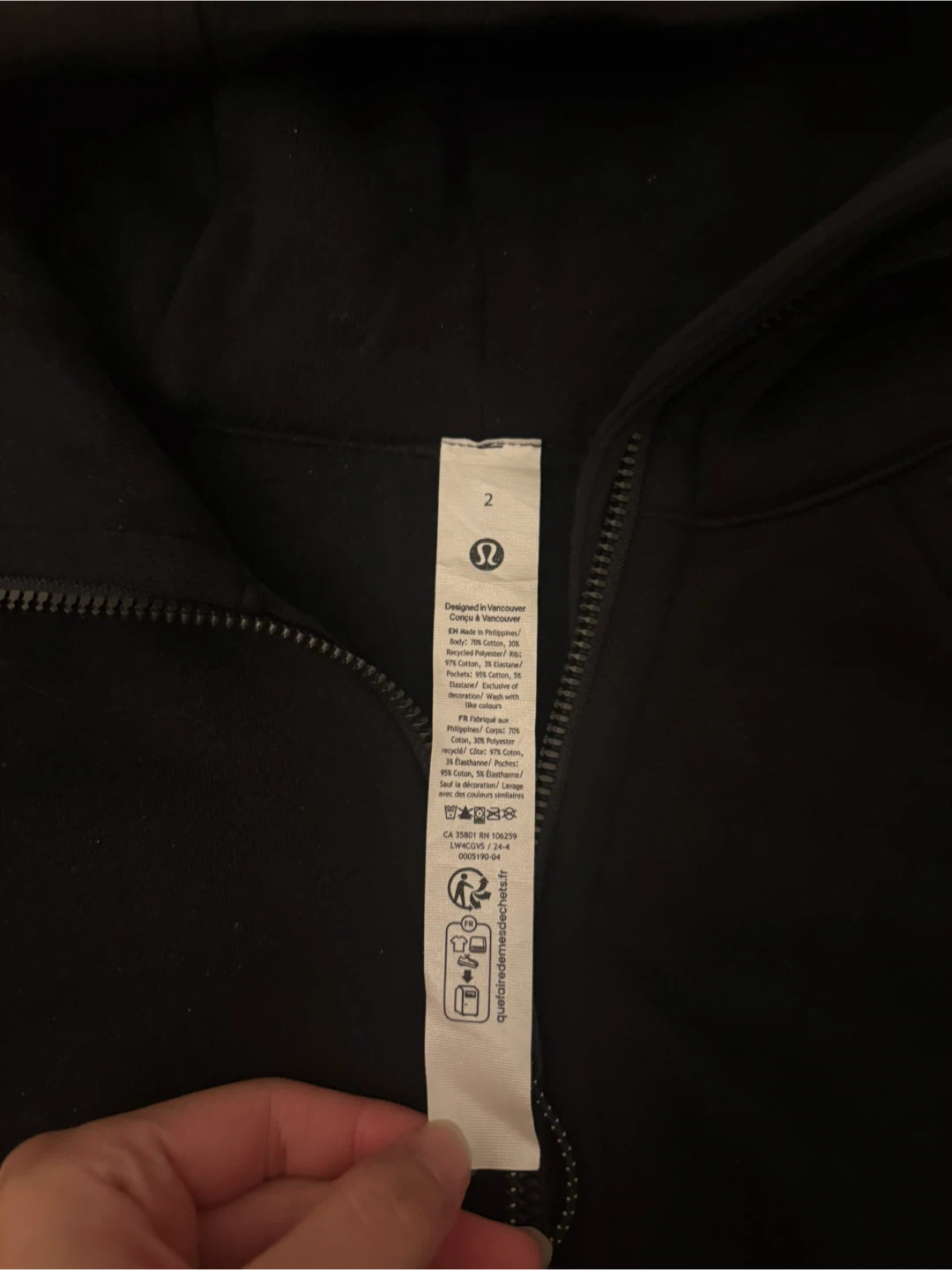 Lululemon Black Full Zip Hoodie (scuba) Size 2 - photo 2