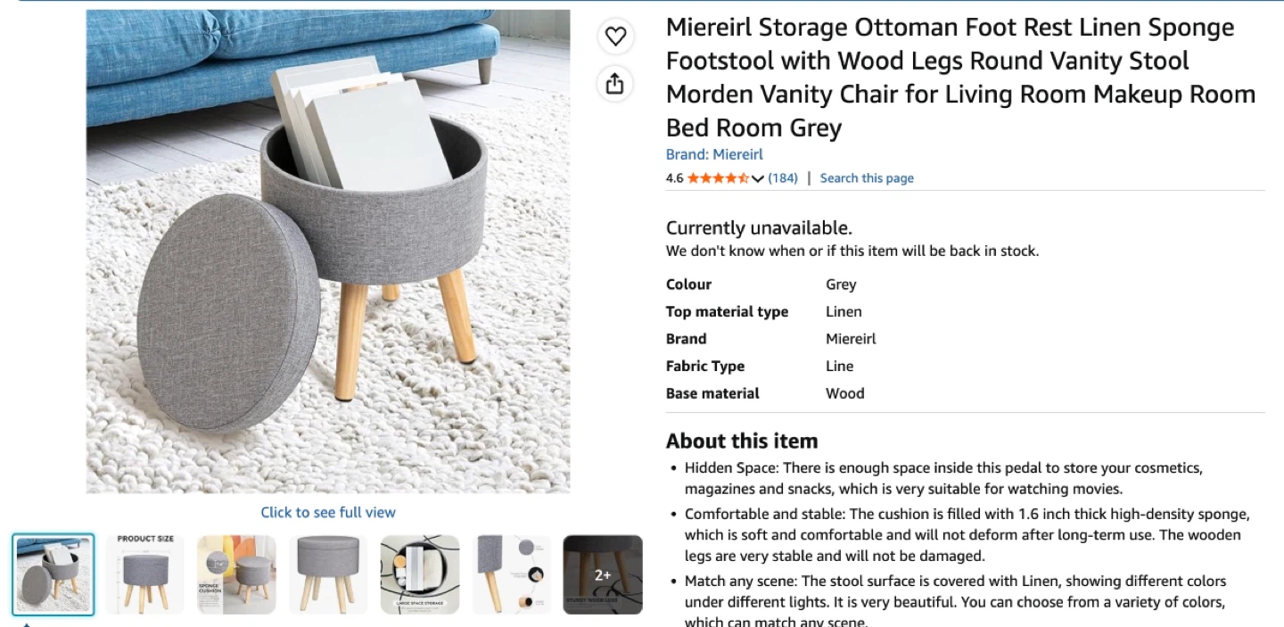Foot stool with storage - photo 2