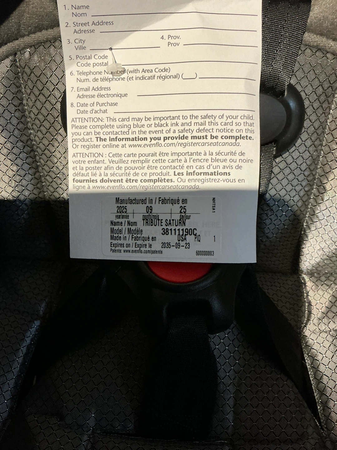 Evenflo Tribute Saturn Car Seat - photo 2