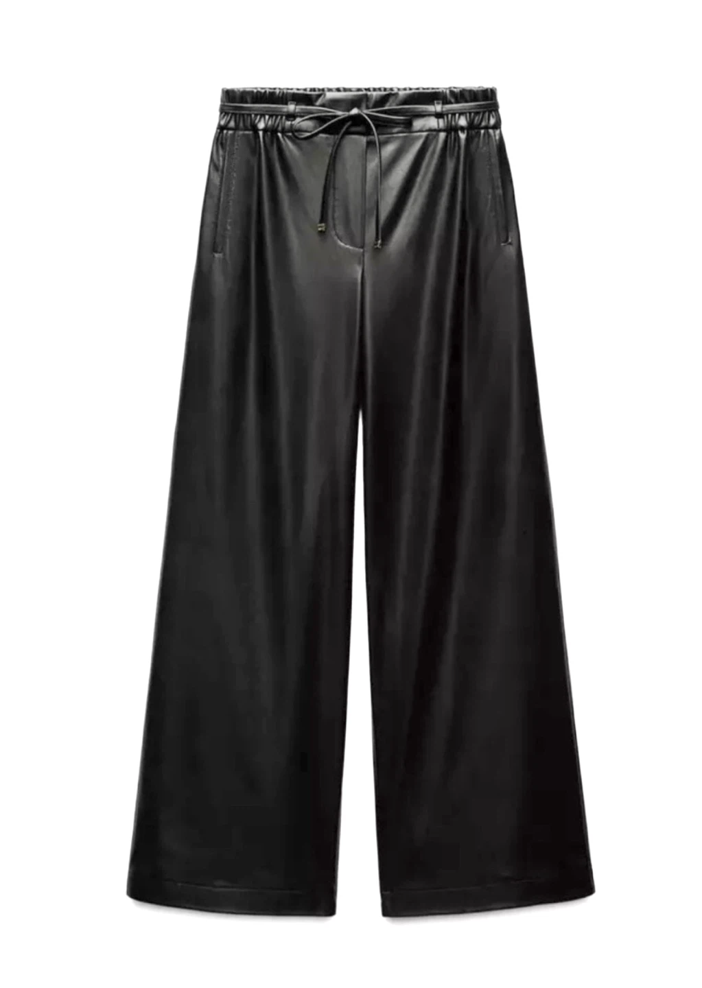 Zara faux leather wide leg high waist pants