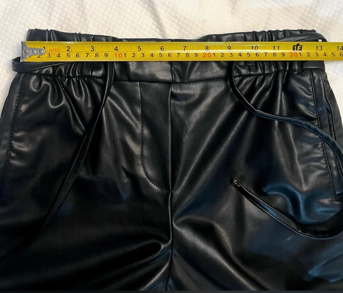 Zara faux leather wide leg high waist pants - photo 3
