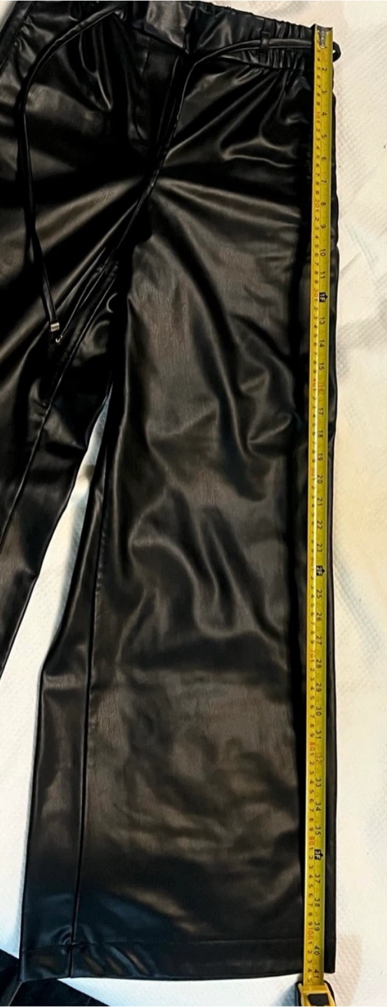 Zara faux leather wide leg high waist pants - photo 5