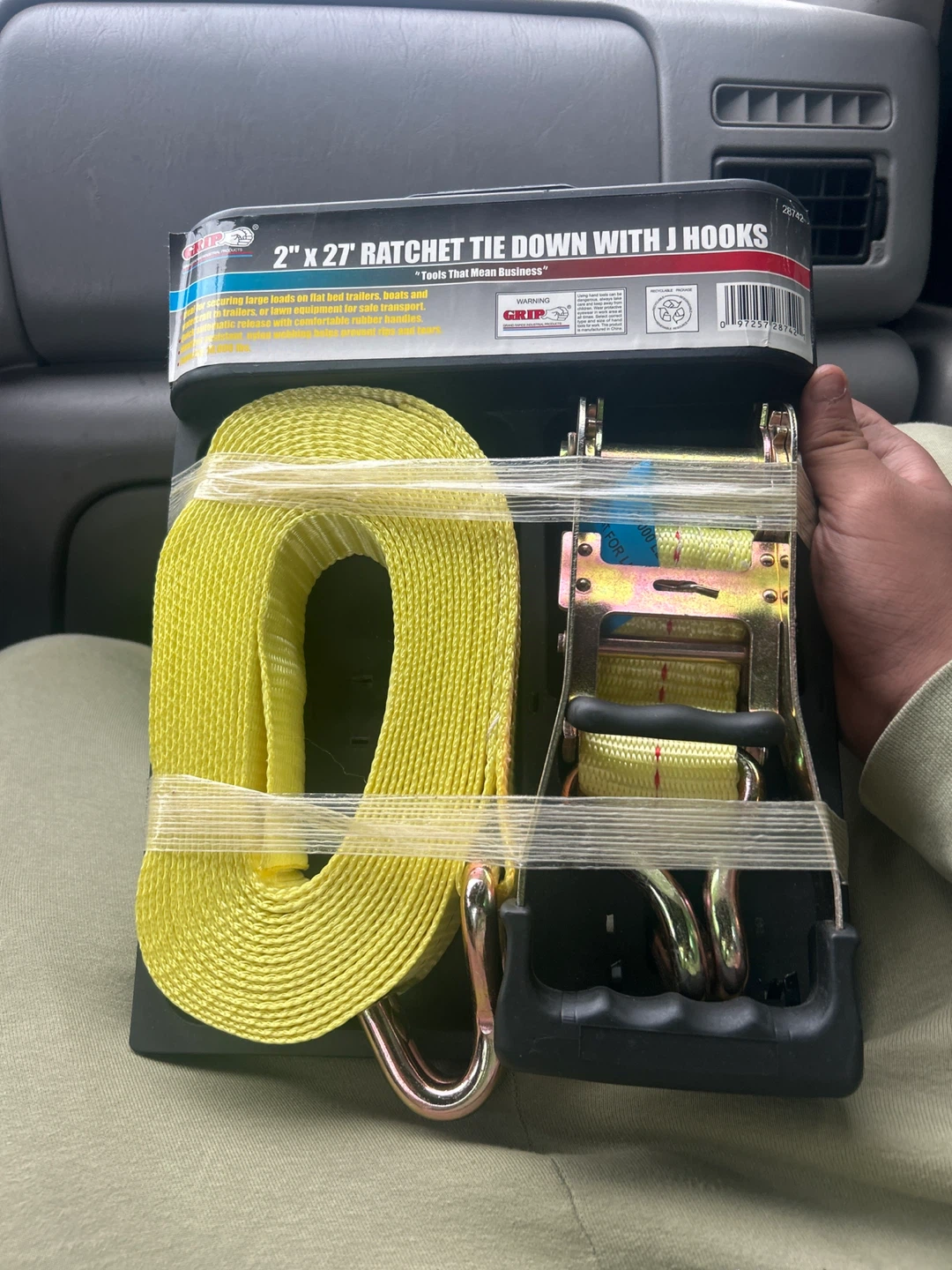 GRIP 2" x 27' Ratchet Tie Down with J Hooks