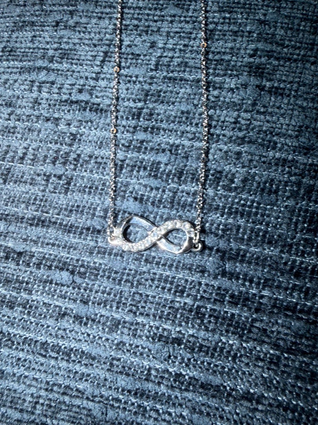 Silver Tone Infinity Necklace with Clear Stones - photo 2