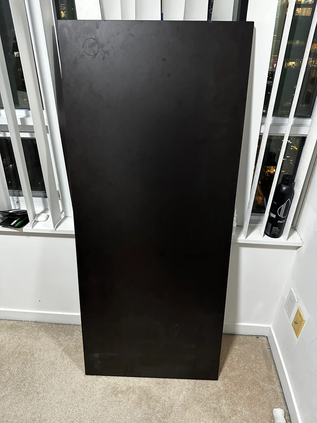 Black rectangular table. Easy to carry