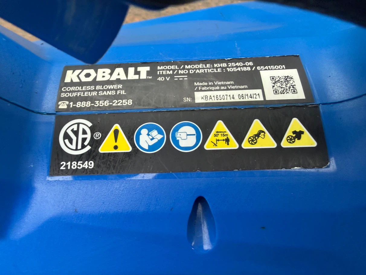 Kobalt Cordless Leaf Blower KHB 2540-06 - photo 4
