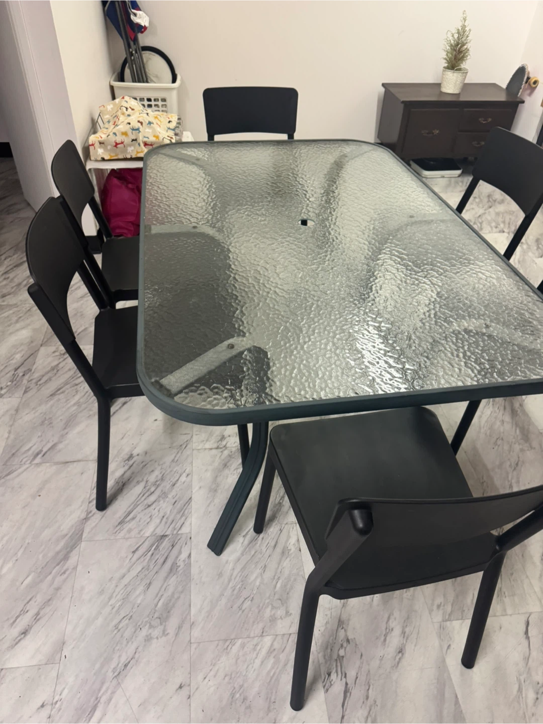 Glass Top Dining Table and Chairs Set