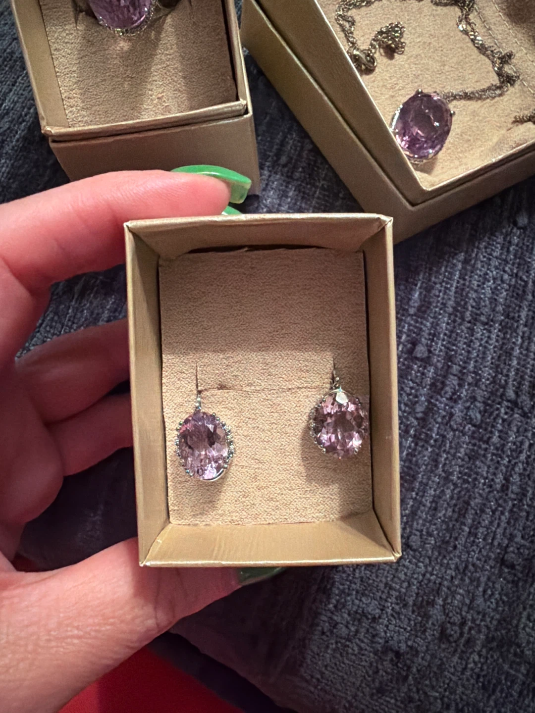 Amethyst Jewelry Set - Necklace, Earrings, Ring - photo 2