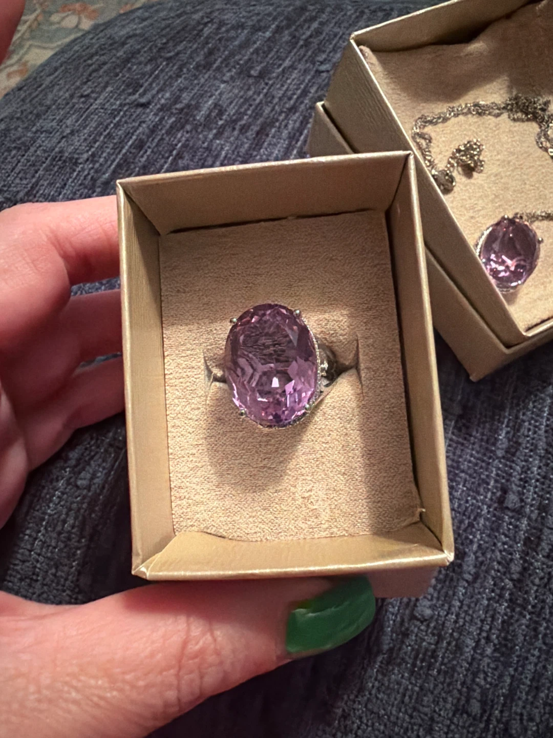 Amethyst Jewelry Set - Necklace, Earrings, Ring - photo 3