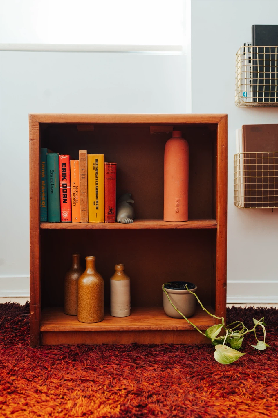 Solid Wood Mid-Century Mini Bookcase