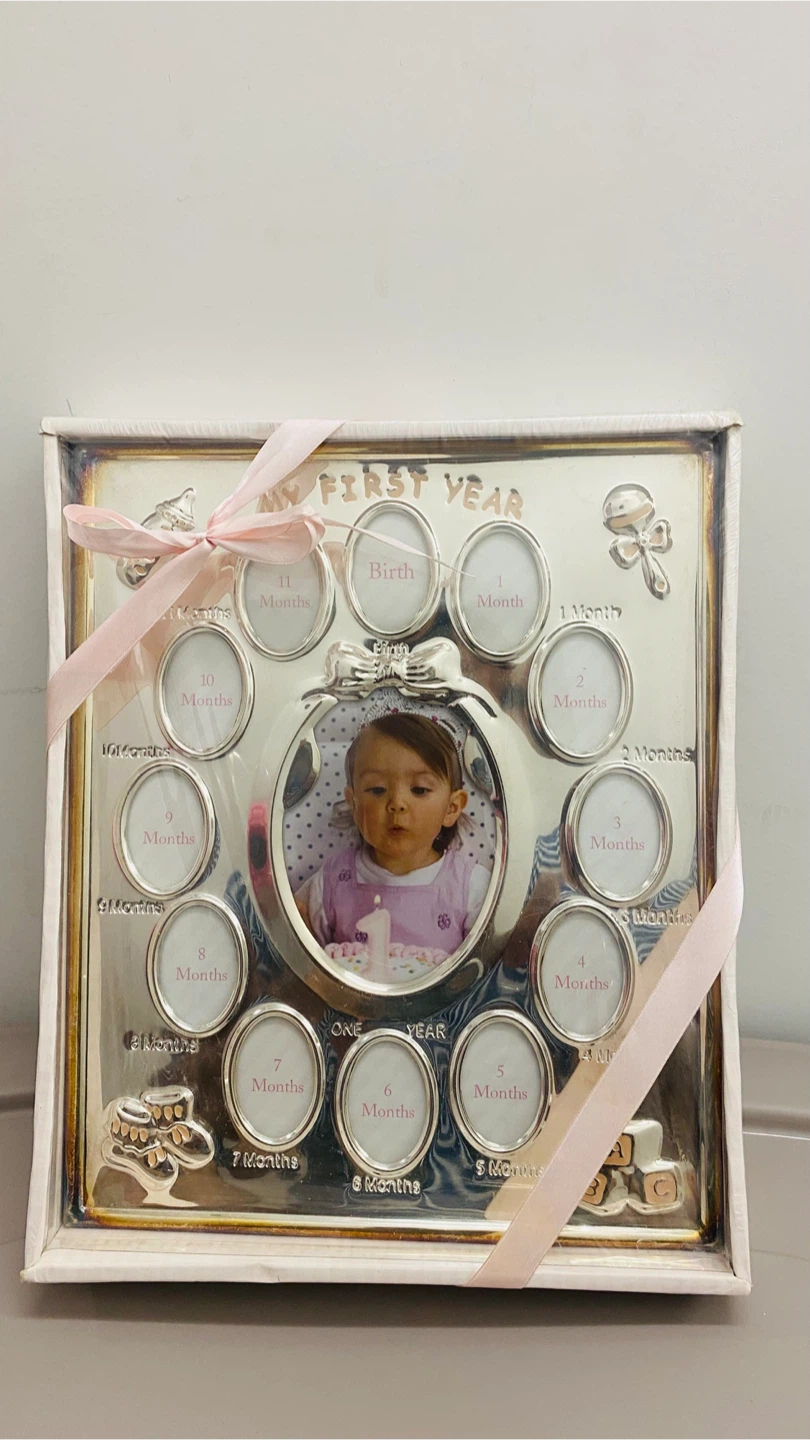 Photo Frame: “My First Year” Silver Baby Photo Frame – Brand New