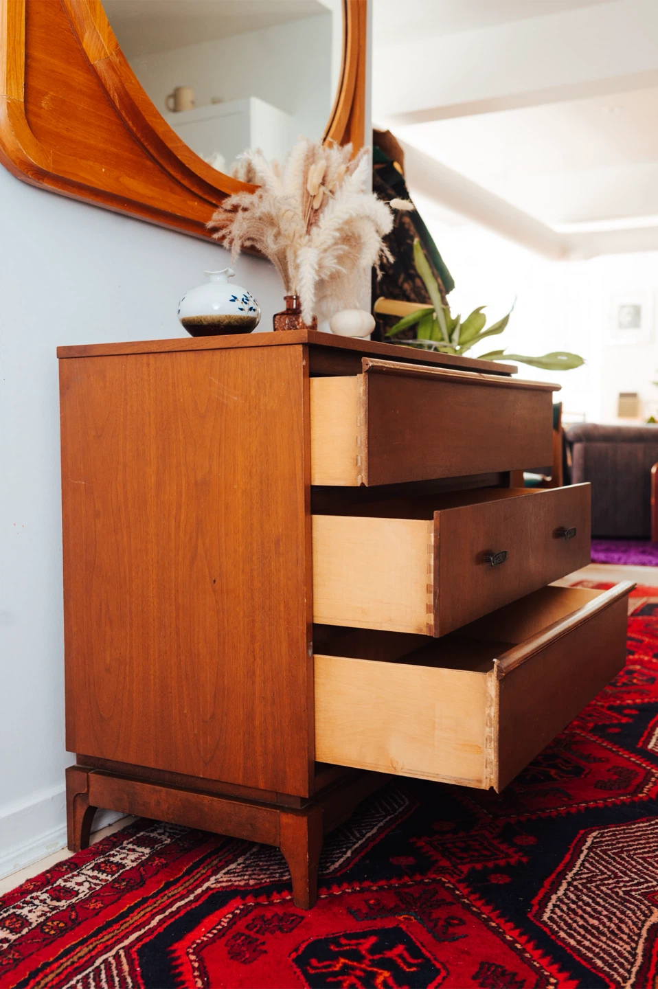 Mid-Century Walnut Three-Drawer Dresser - photo 3