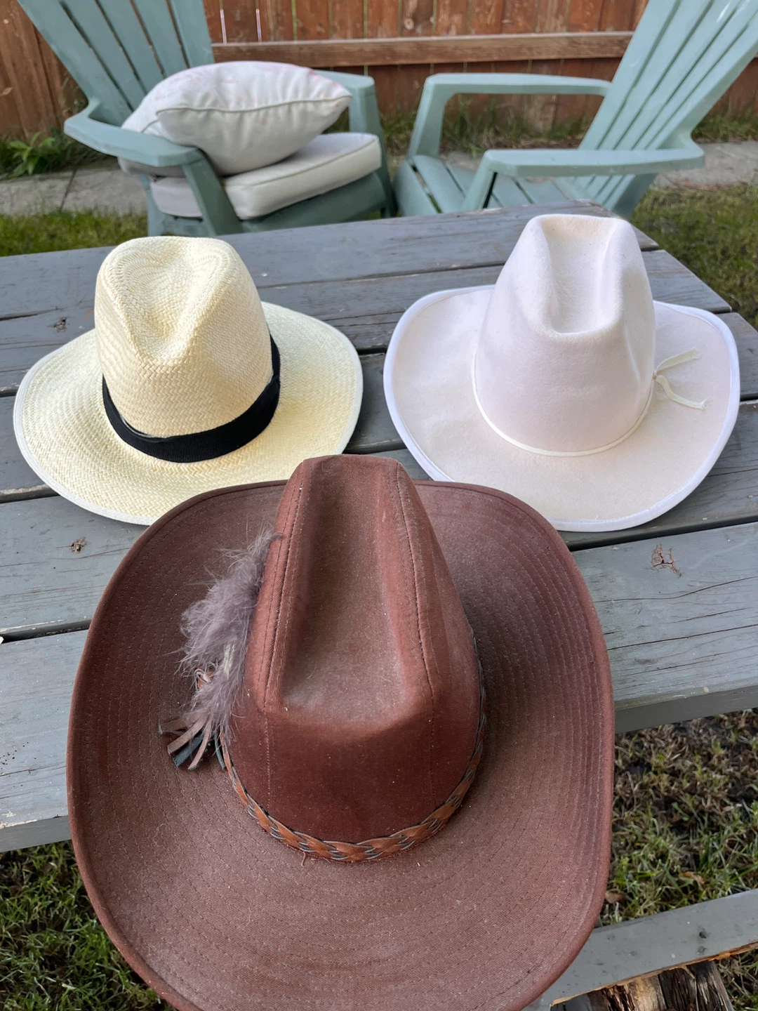 Brown Cowboy Hat with Feathers