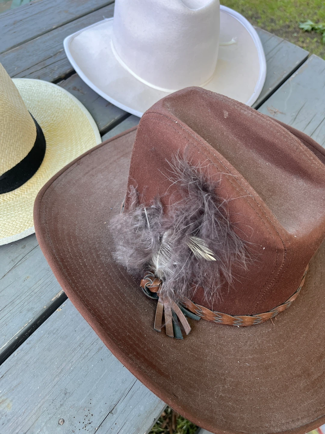 Brown Cowboy Hat with Feathers - photo 2