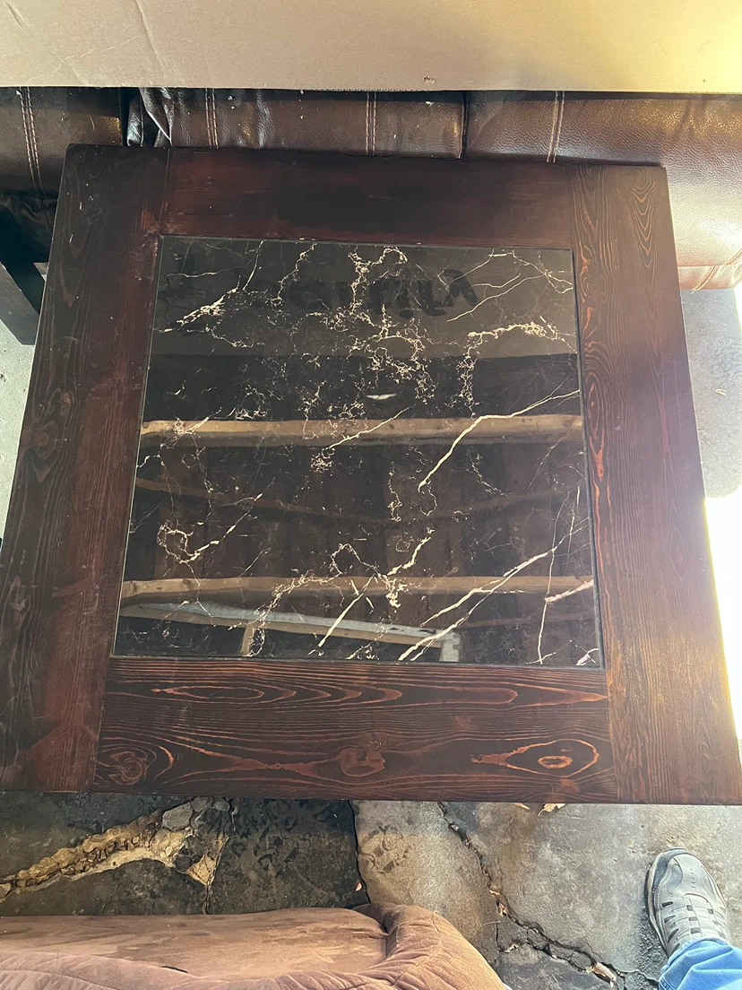 Wooden Coffee Table with real Marble Inlay