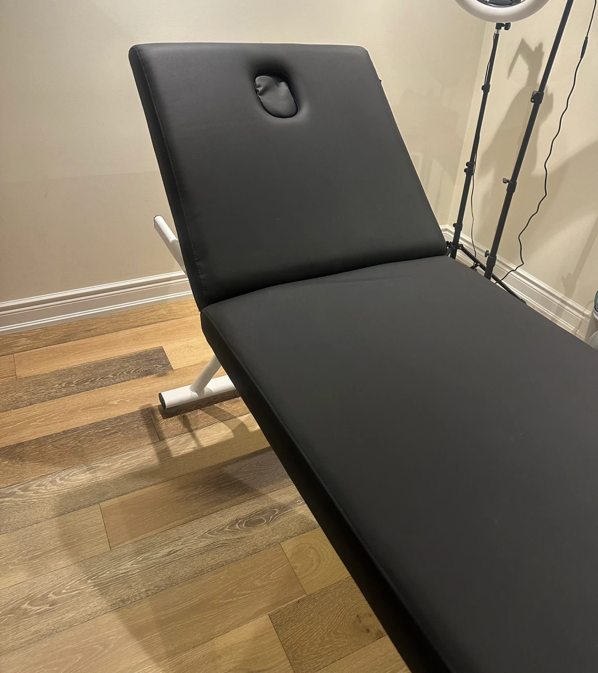 Black Massage Table with Face Cradle and chair - photo 5