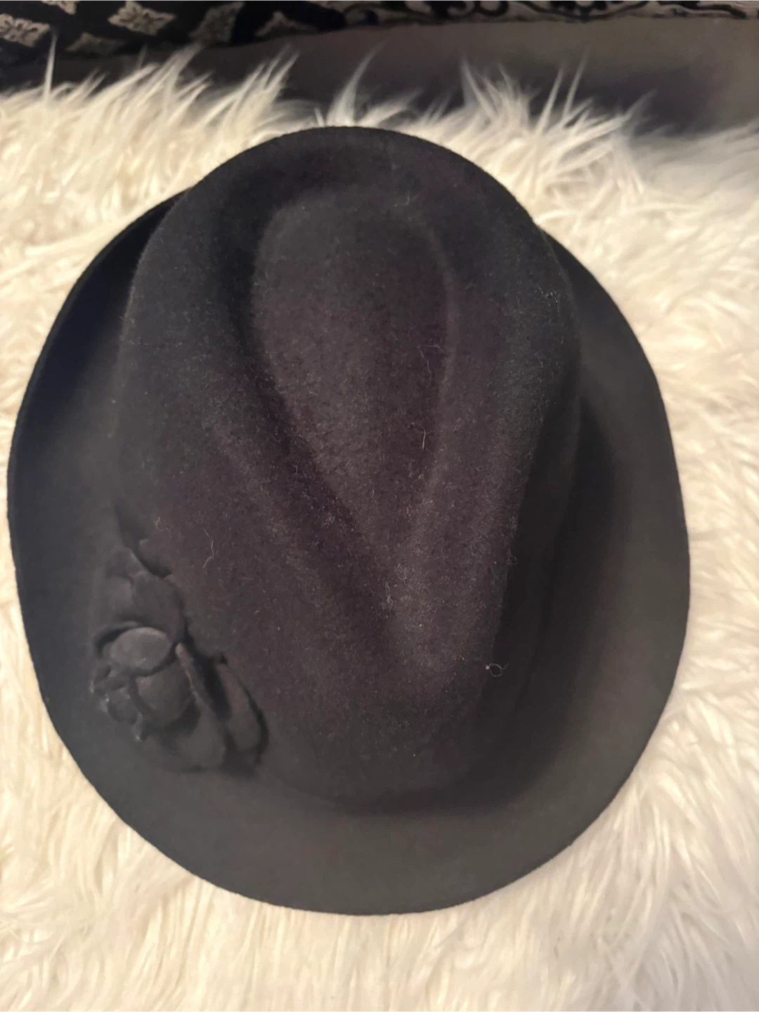 Le Chateau Black Wool Fedora Hat - Size S/M