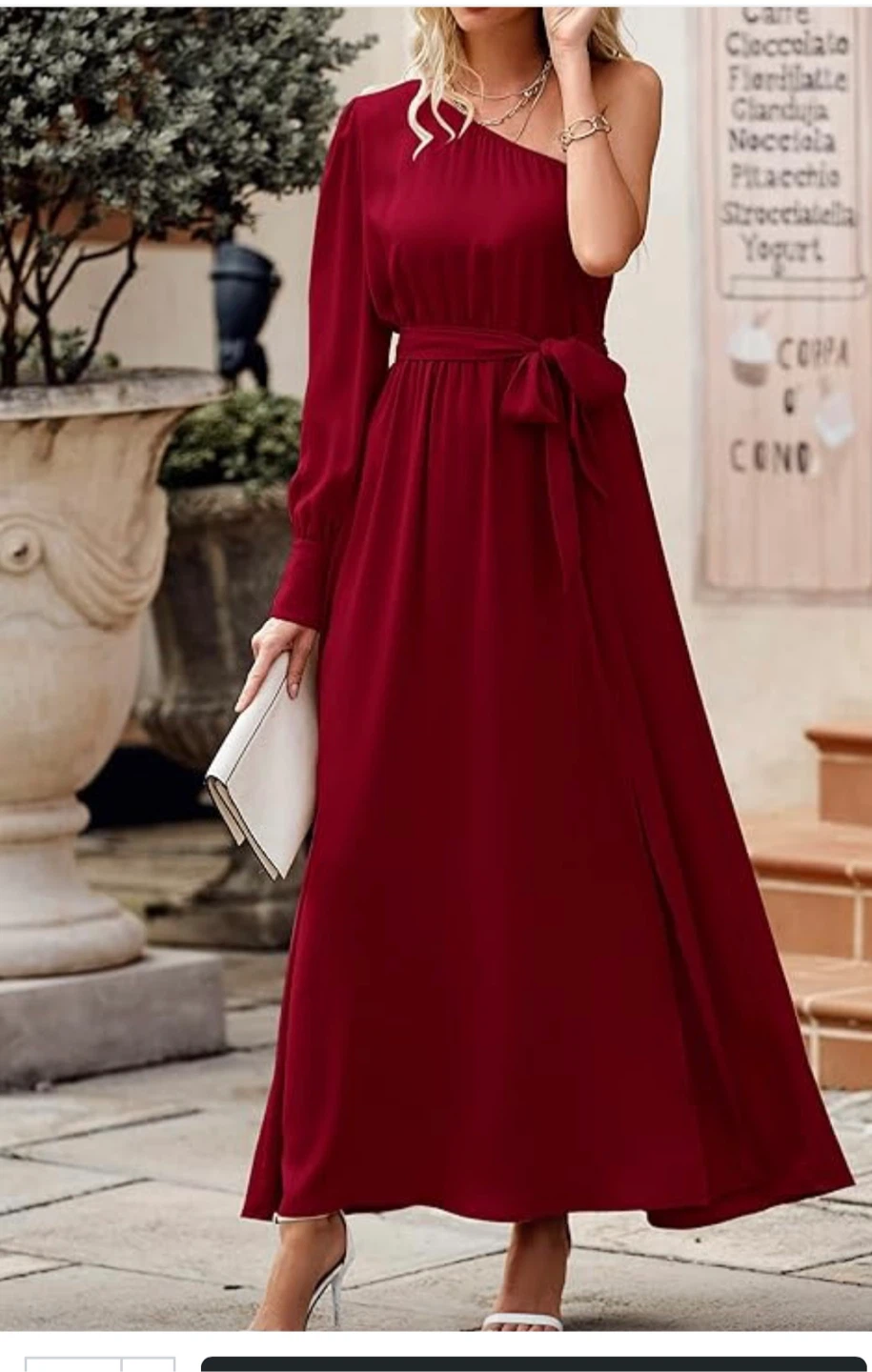 KIRUNDO Red One-Shoulder Maxi Dress - photo 3