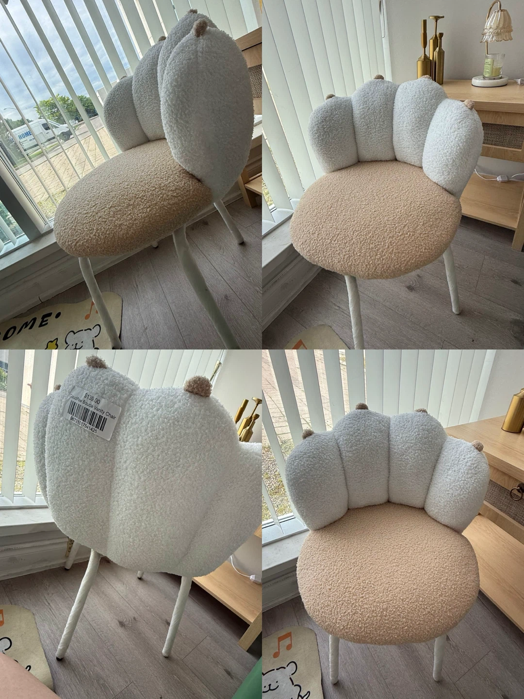 Cute Cloud Accent Chair - White/Tan Bouclé