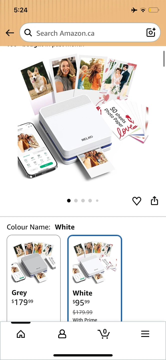 NELKO White Photo Printer with 50 sheets Photo Paper