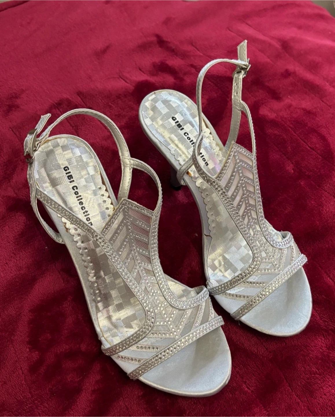 GiGi Collection Silver Embellished Heeled Sandals