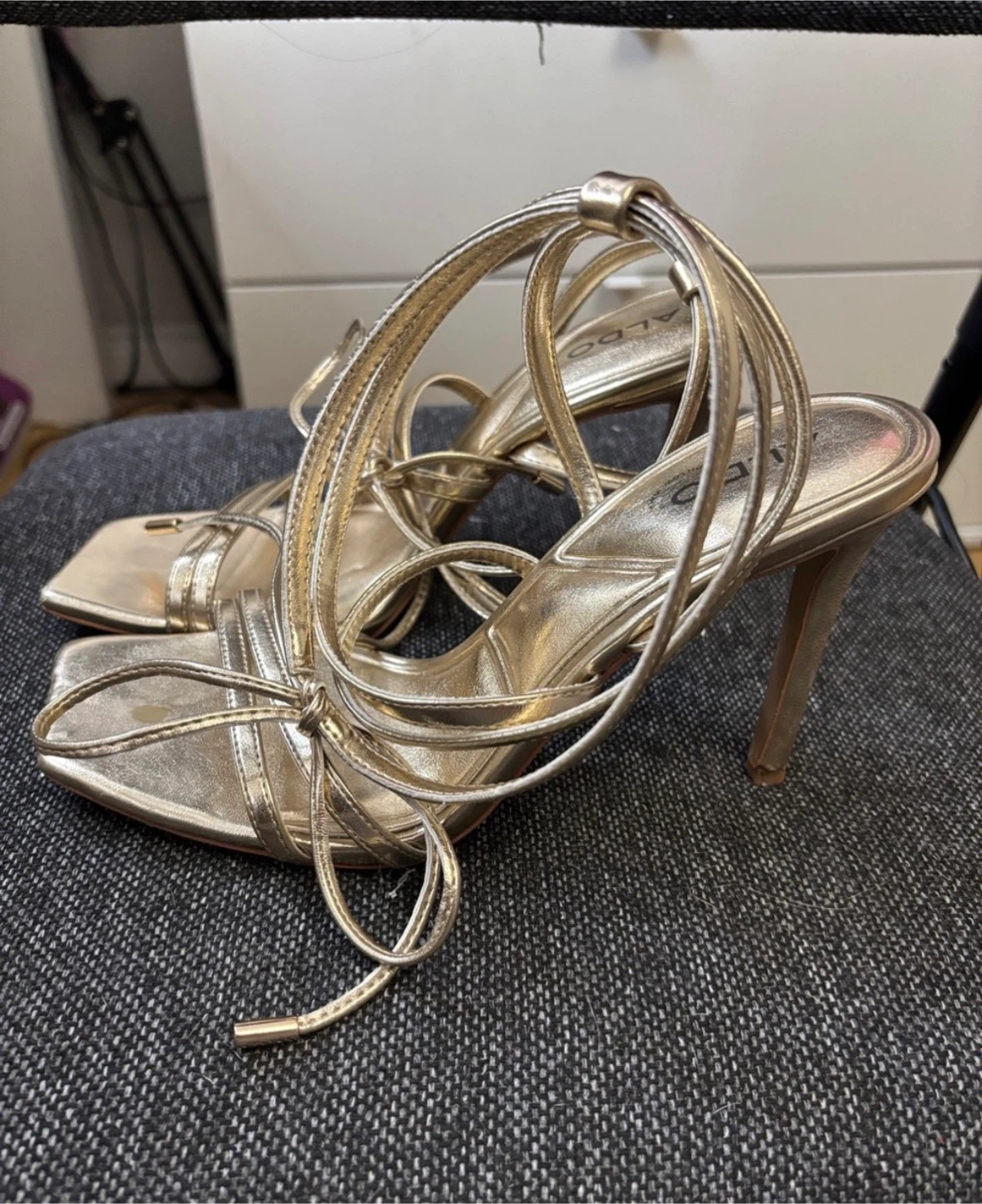 ALDO Gold Strappy Heels - photo 3