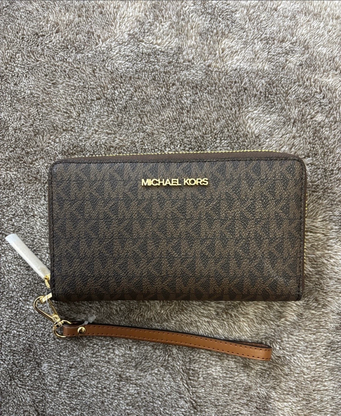 Michael Kors Brown Monogram Zip Around Wallet