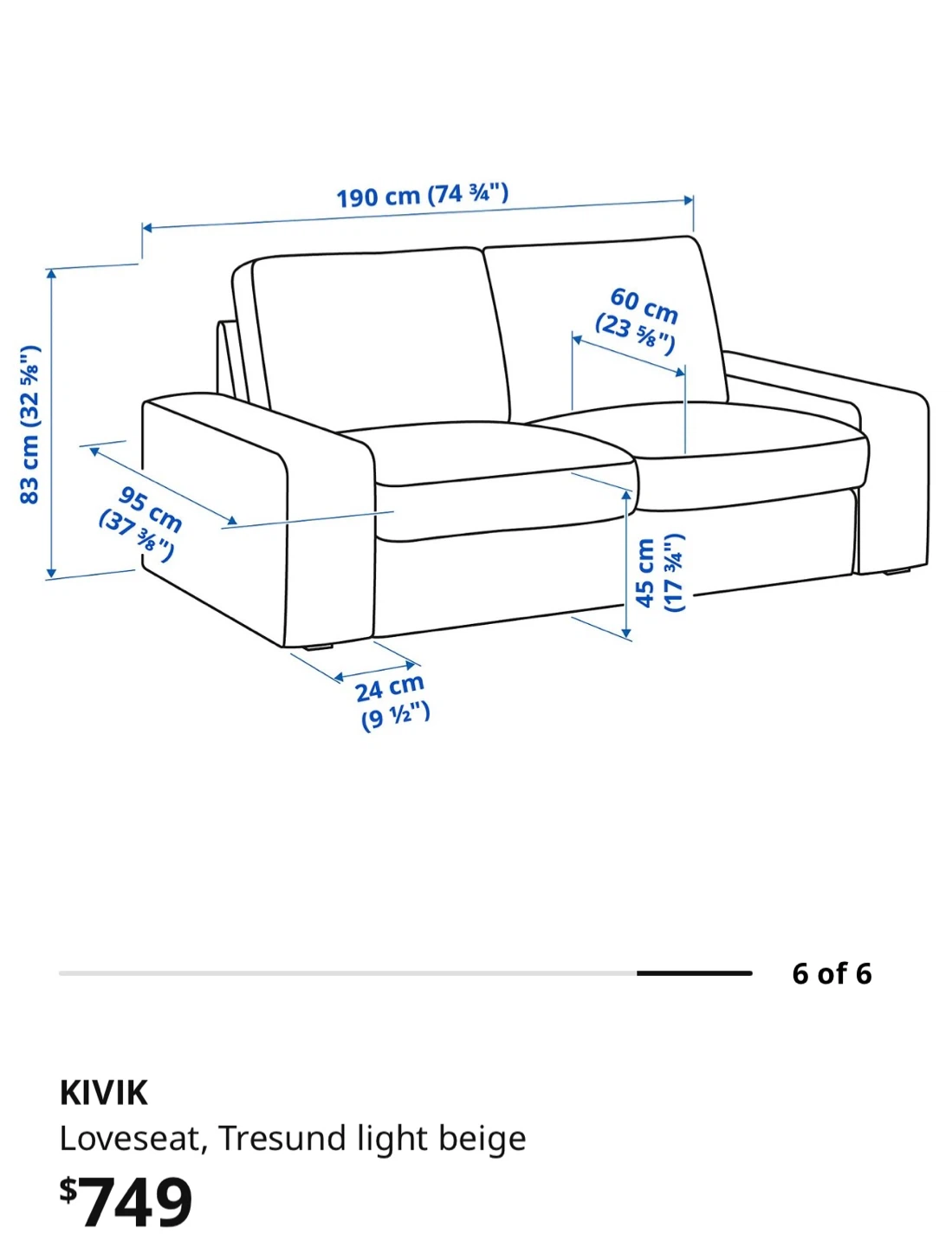 IKEA KIVIK Loveseat in Tresund light beige + Finnala headrest - photo 5