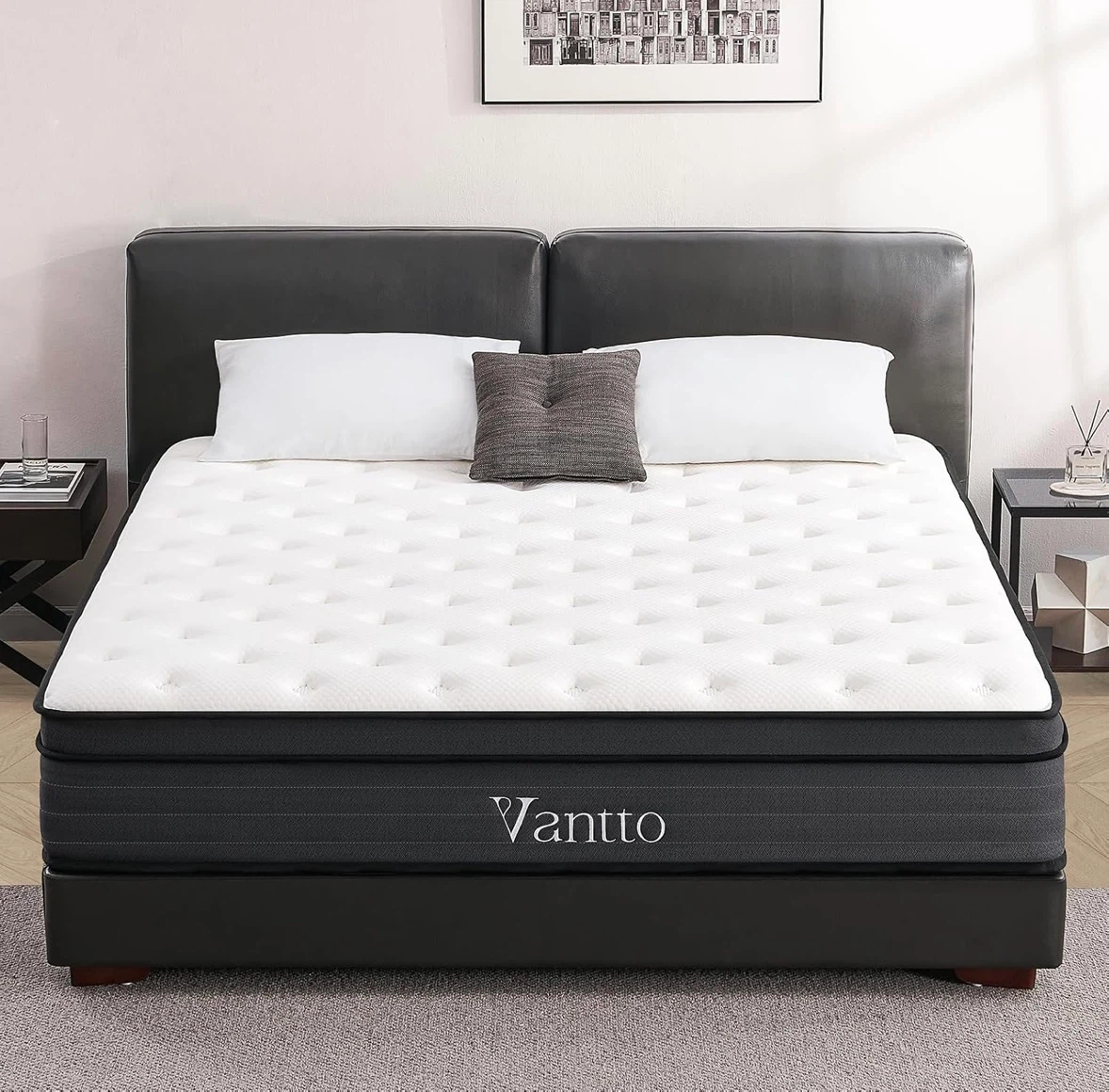 Queen IKEA Neiden bed frame and Vantto mattress - photo 2