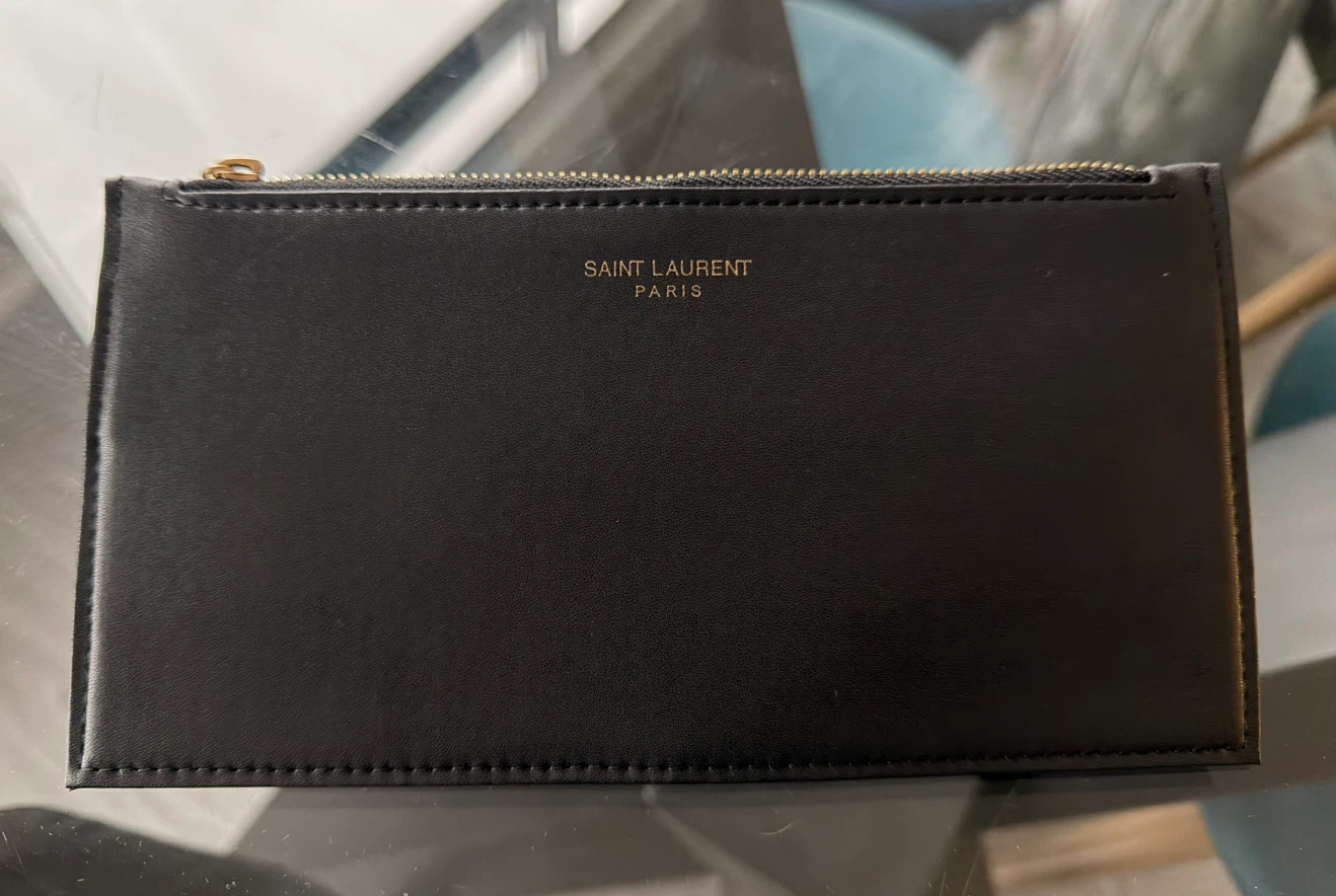 Saint Laurent Paris Black Leather Pouch coin purse wallet - photo 2