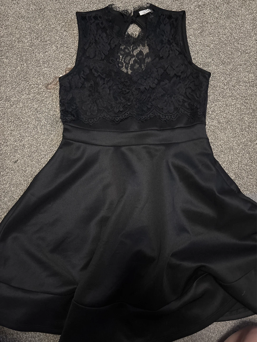 Black Lace and Satin Dress