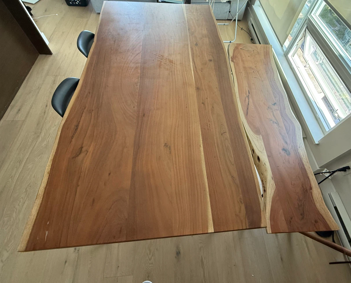 Structube solid Acadia wood dining table and bench - photo 3
