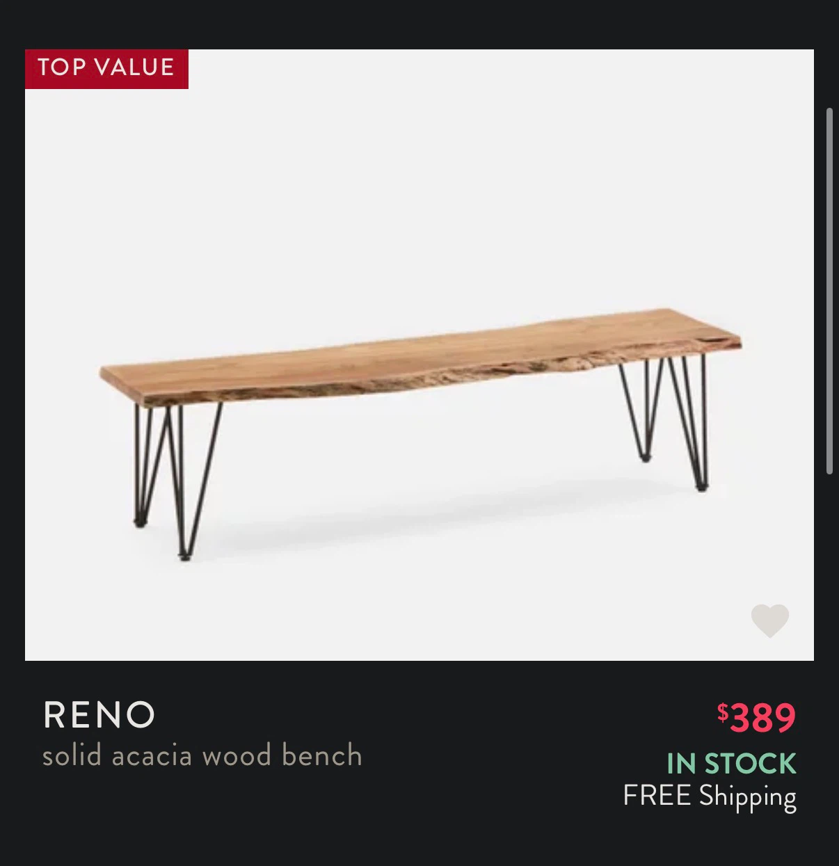 Structube solid Acadia wood dining table and bench - photo 4
