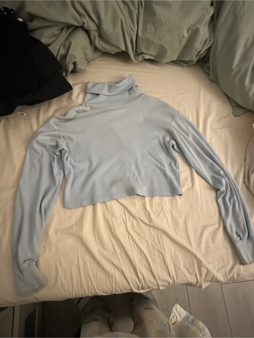 Light Blue Turtleneck Cropped Sweater