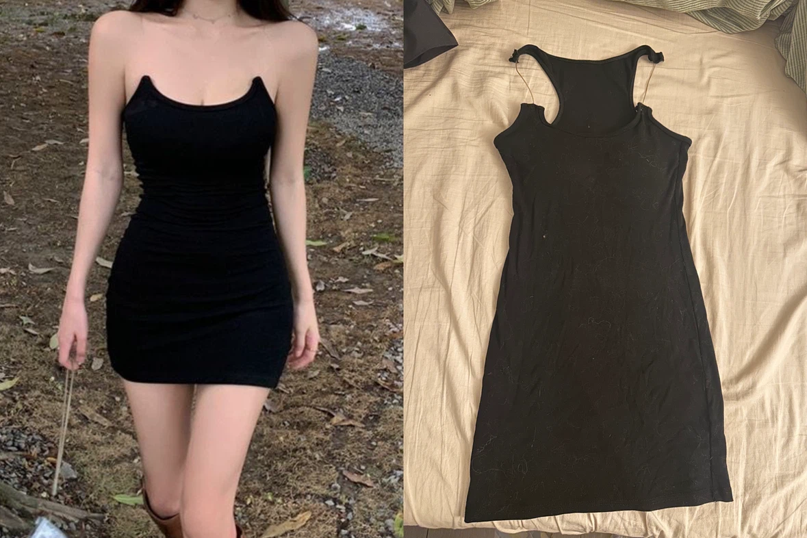 Black Ruched Mini Dress
