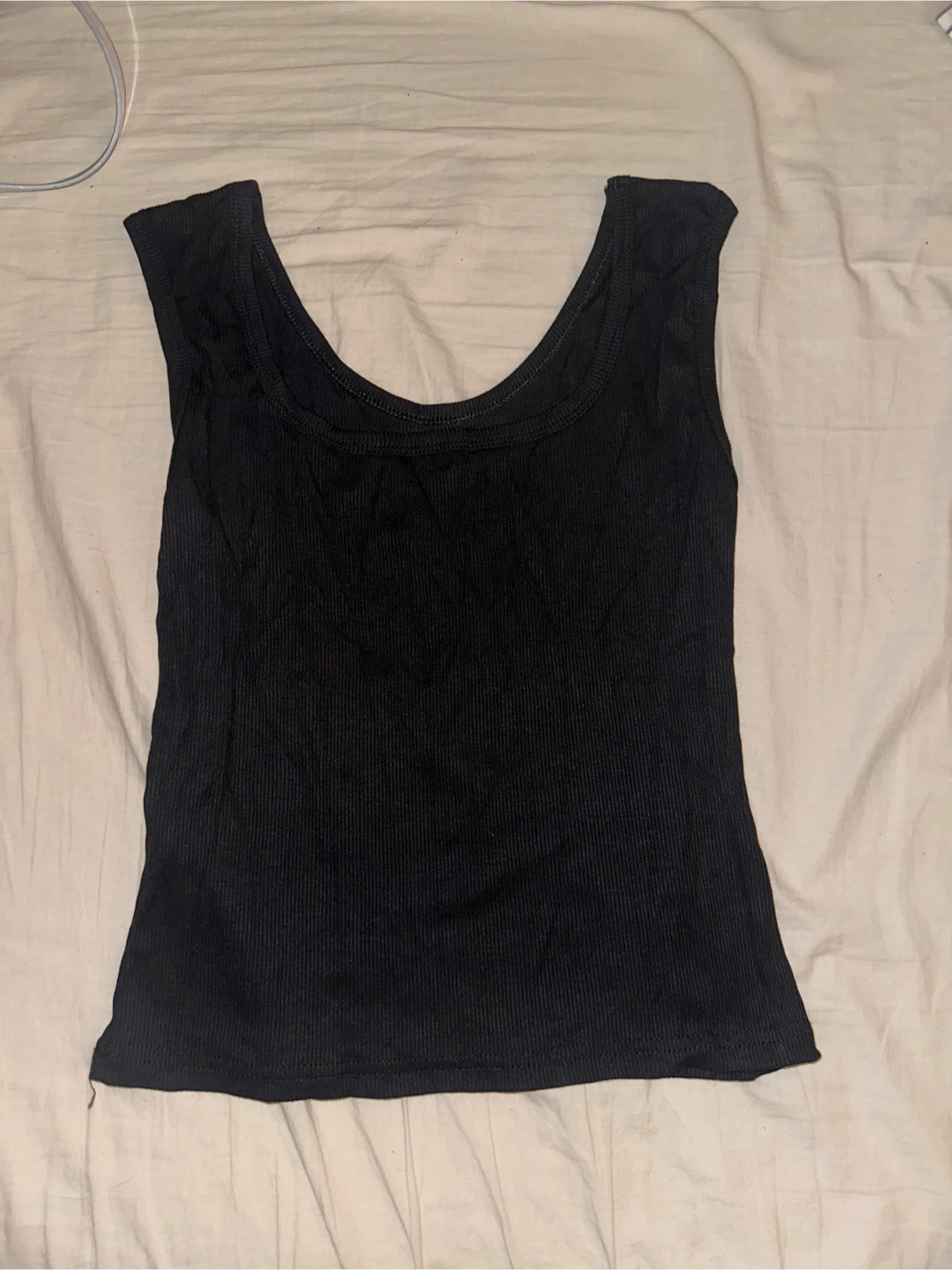Black ribbed tank top