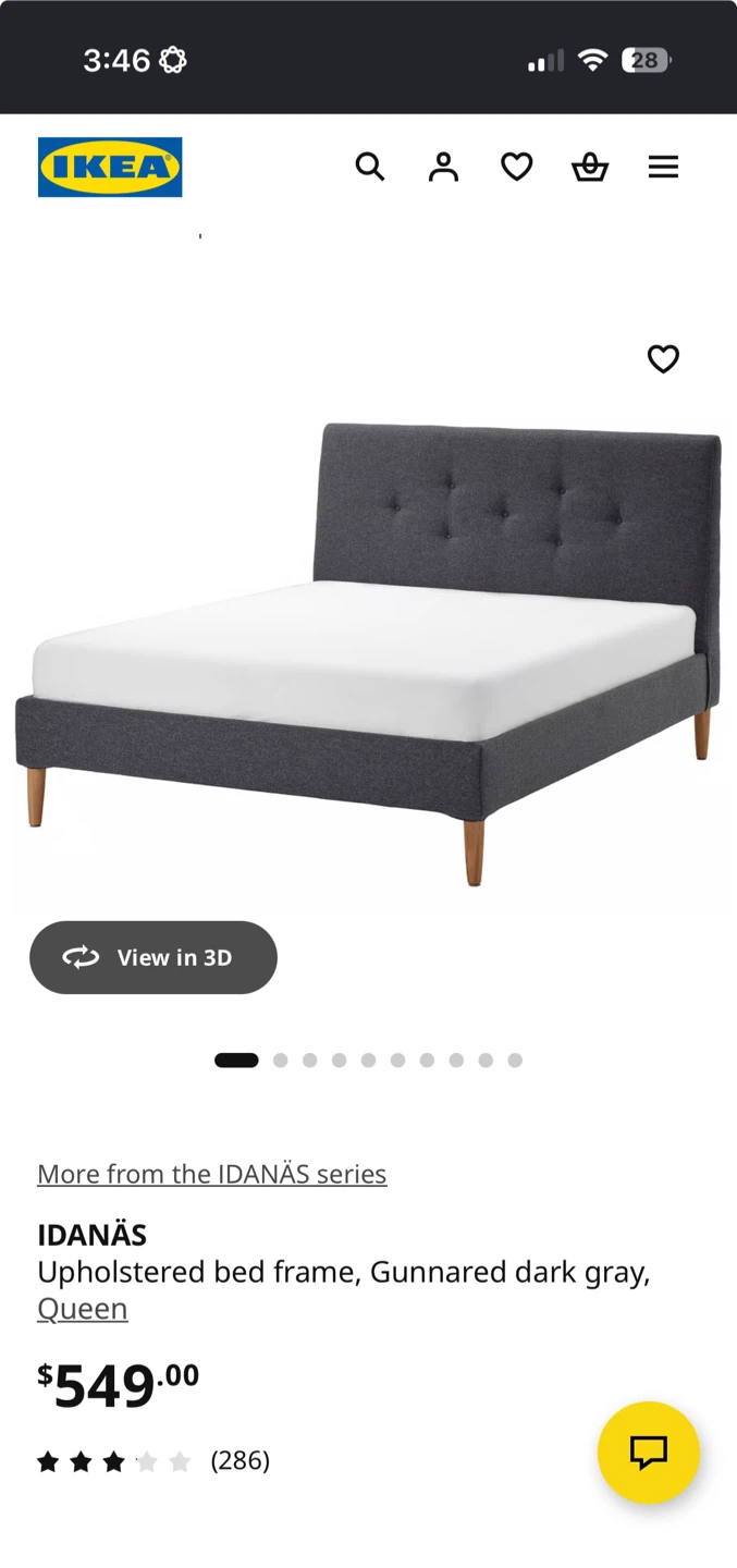 IKEA IDANÄS Upholstered Bed Frame - Queen
