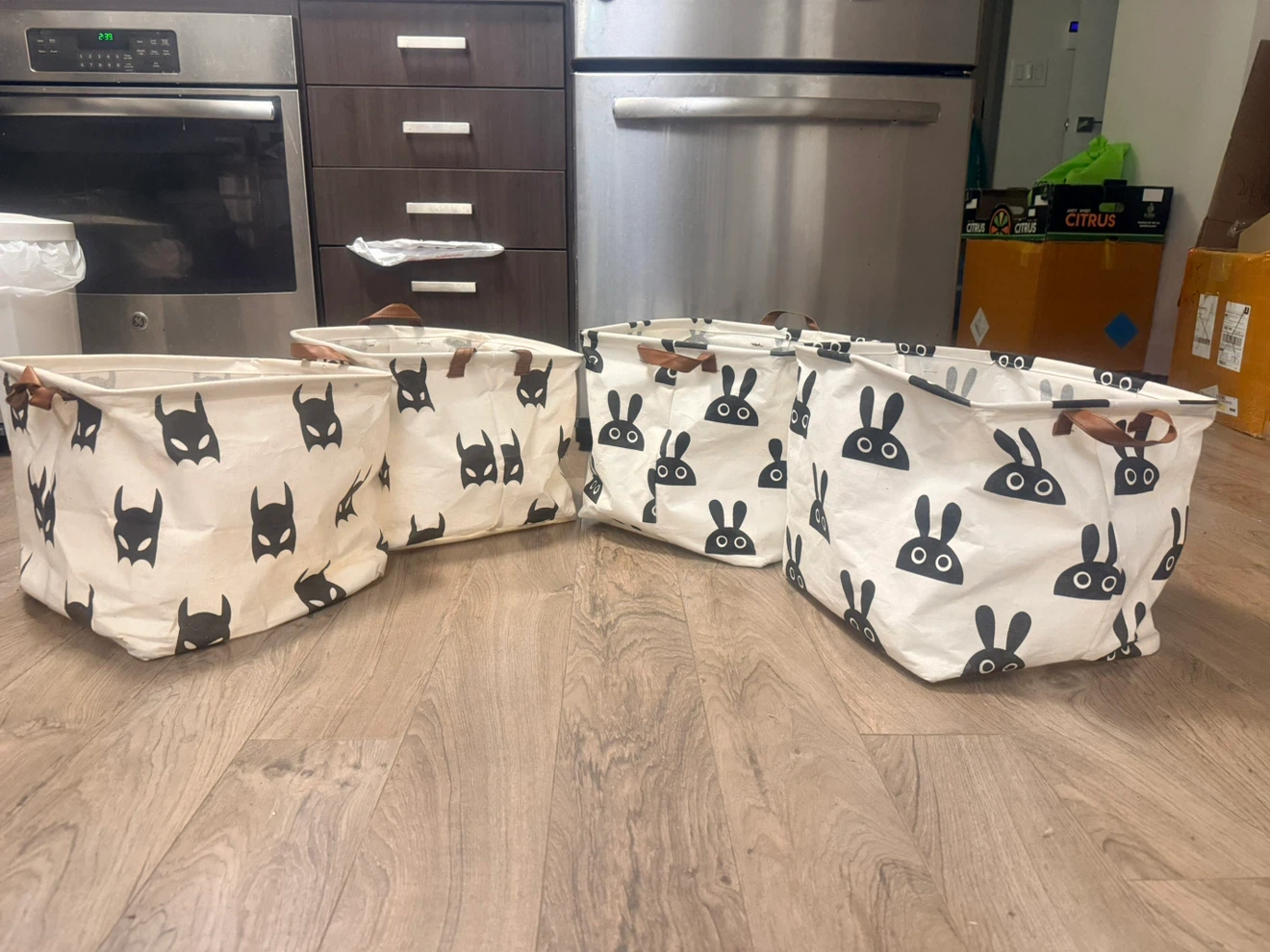 Set of 4 Storage Bins with Bat and Bunny Designs - photo 2