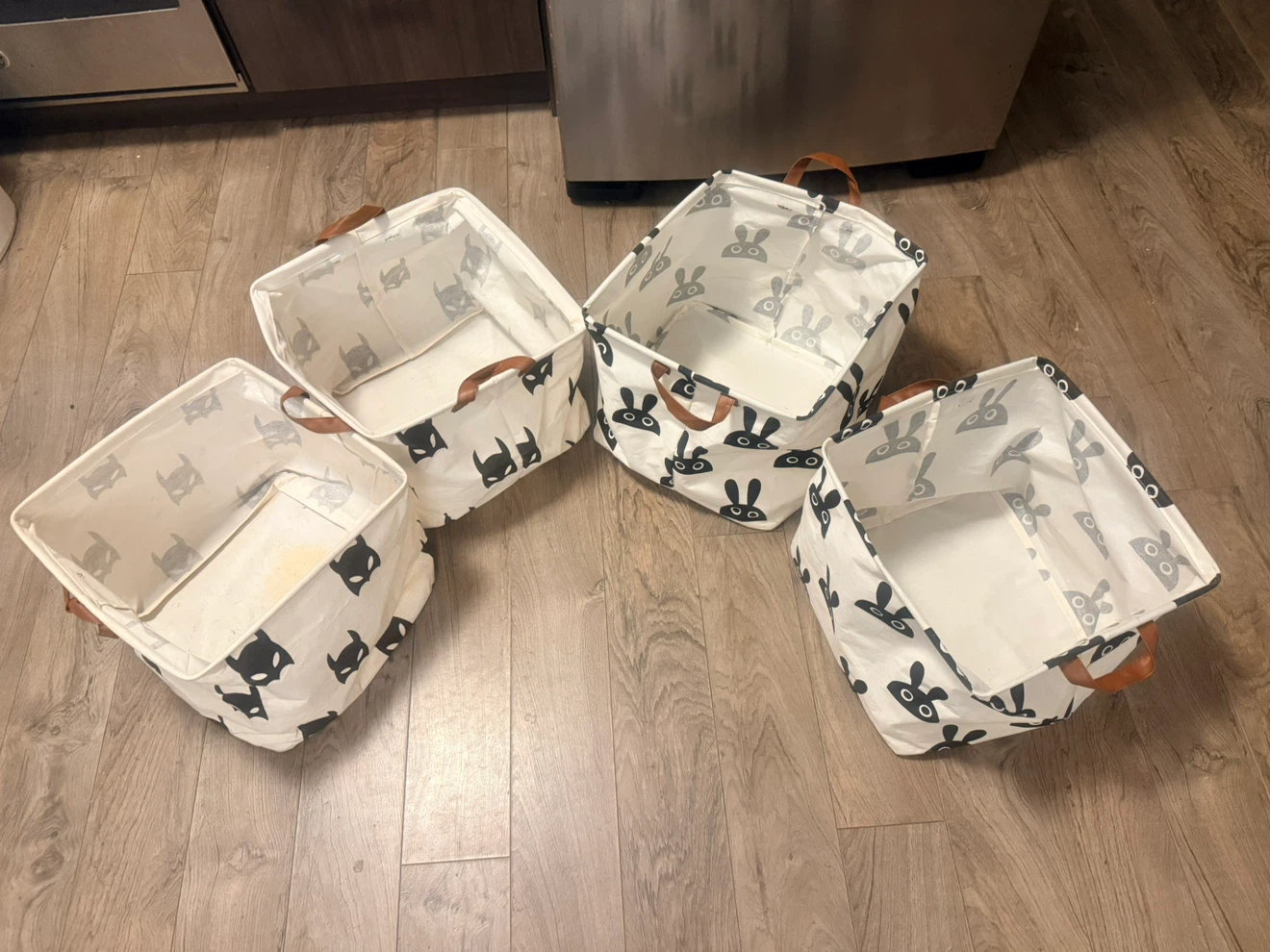 Set of 4 Storage Bins with Bat and Bunny Designs - photo 3