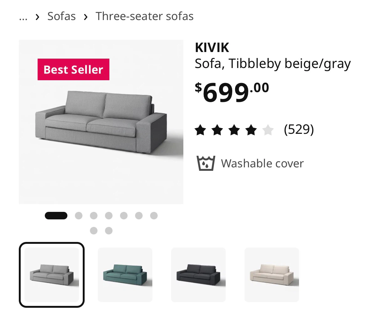 IKEA KIVIK 3-Seater Sofa Tibbleby beige/gray - photo 2