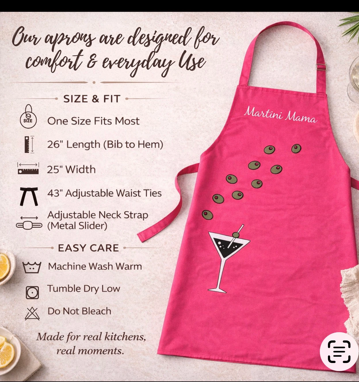 Domistyle Martini Mama Apron - Red