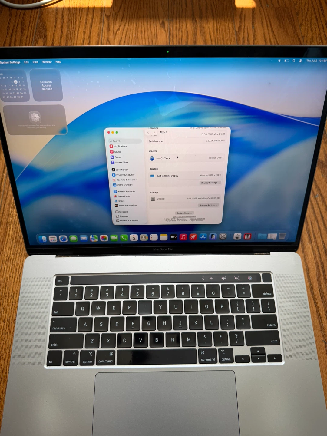 MacBook Pro 16 inch 2019 16GB RAM 512GB SSD MacOS Tahoe - photo 4