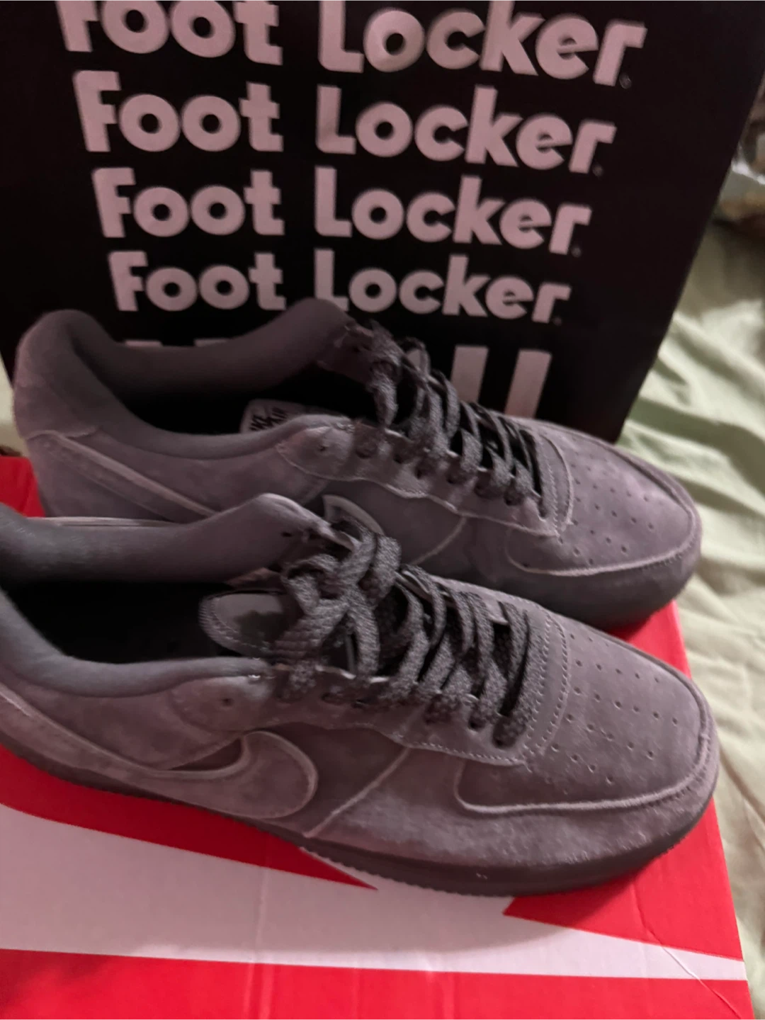 Nike Air Force 1 Grey Suede Sneakers - photo 2