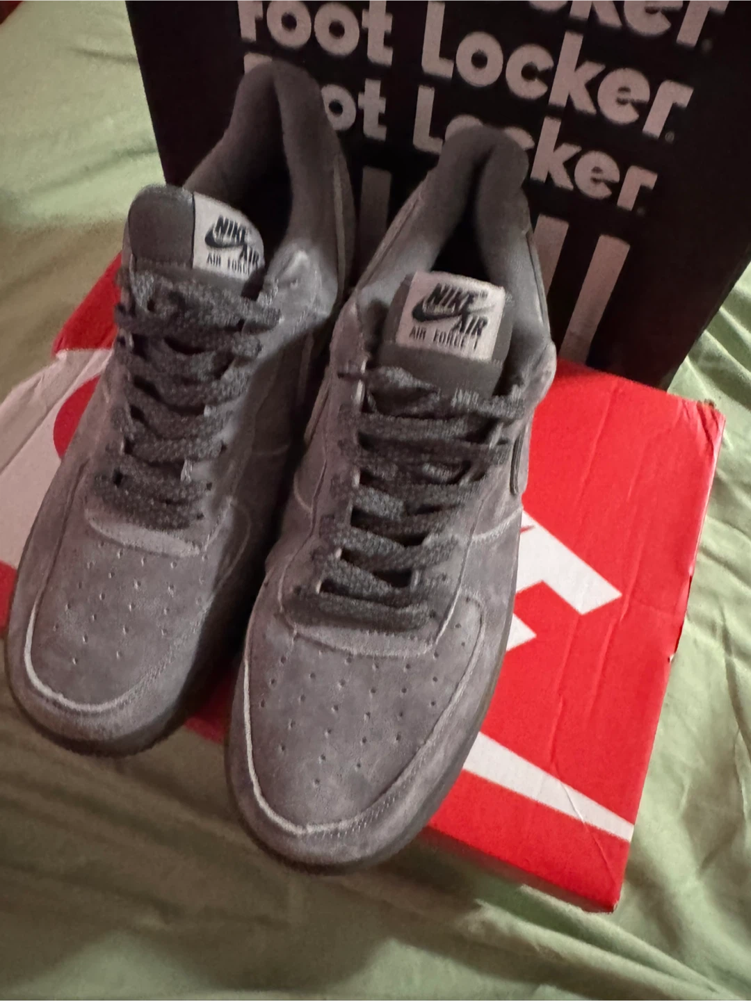 Nike Air Force 1 Grey Suede Sneakers - photo 4
