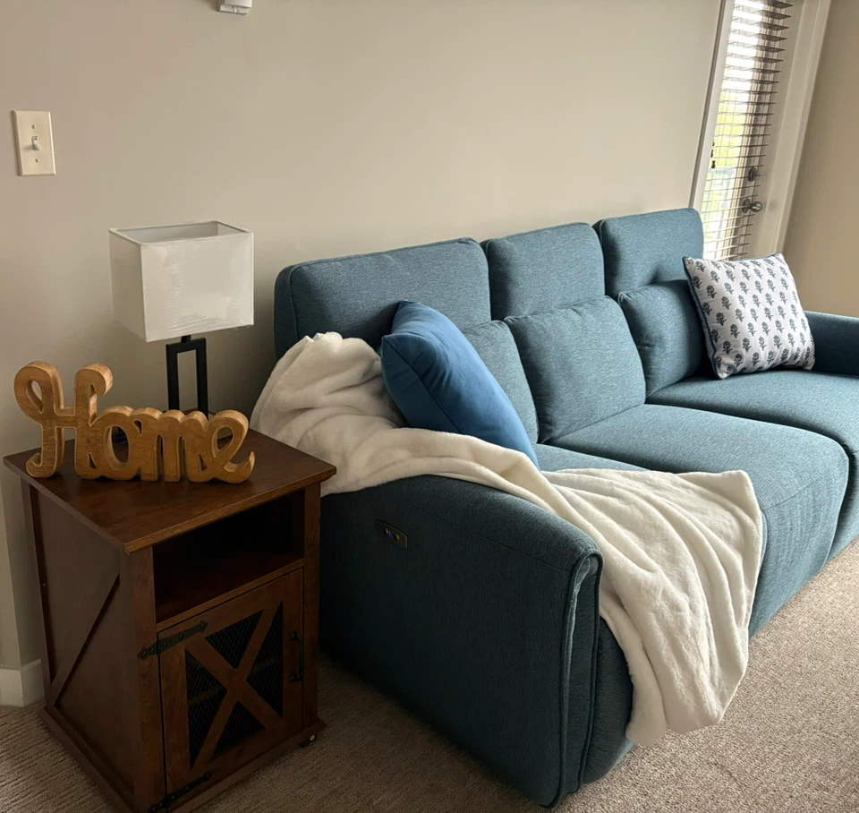 Blue Fabric 3-Seat Reclining Sofa - photo 4