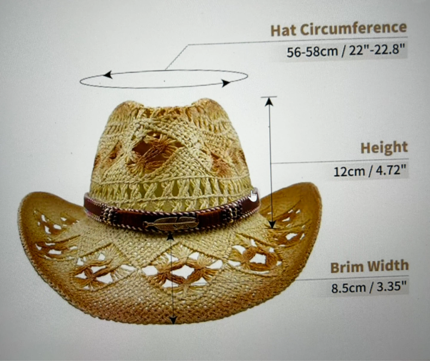 Straw Cowboy Hat for Men and Women - photo 3