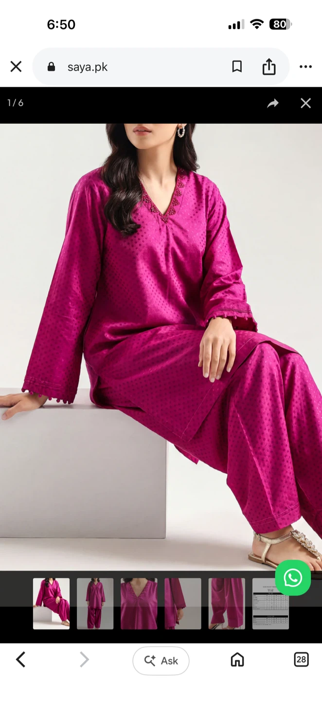 Saya Pink Jacquard Stitched 2 Piece Shirt/Trouser Set