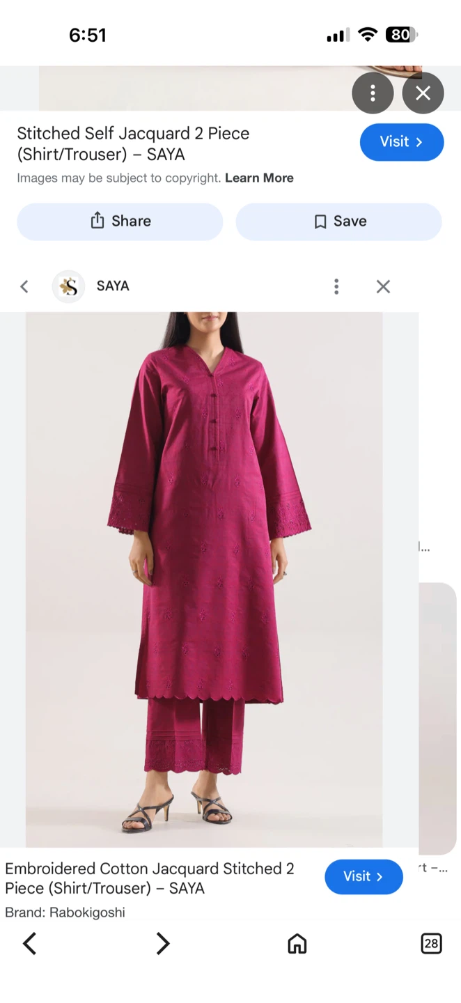 Saya Pink Jacquard Stitched 2 Piece Shirt/Trouser Set - photo 2